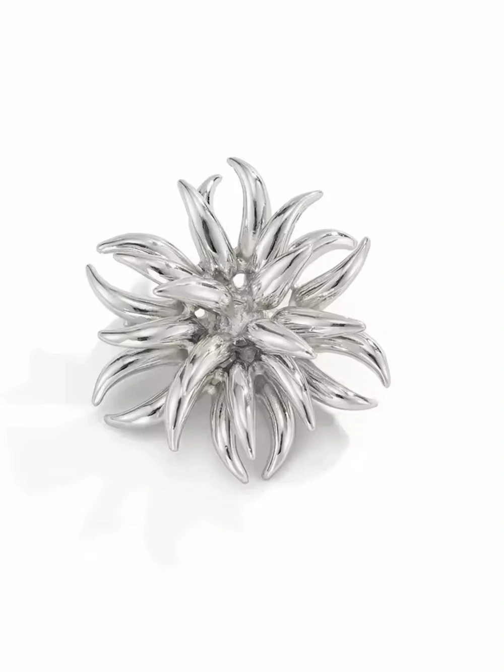 Viral Silver tone Heavy metal Firework  Floral Statement Ring - Women Jewelry